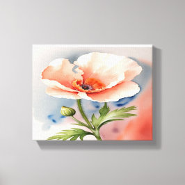 Koraal Roze Poppy Flower Stretched Canvas Print