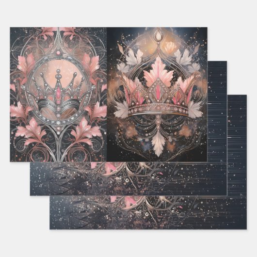 Koraal roze prinses, Royal Fantasy Inpakpapier Vel (Set)