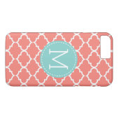 Koraal Roze Quatrefoil Gepersonaliseerd Monogram Case-Mate iPhone Case (Achterkant (Horizontaal))