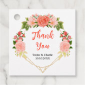 Koraal Roze Rode Rozen bruiloft Dank u Bedankjes Labels (Voorkant)