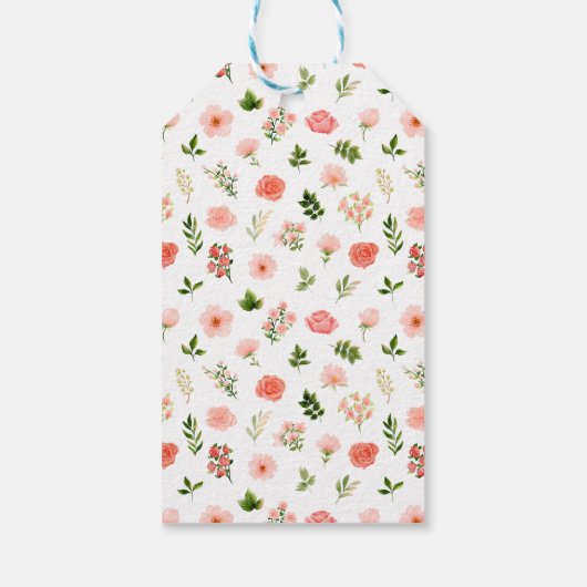 Koraal Roze Rode Rozen bruiloft Dank u Cadeaulabel (Achterkant)