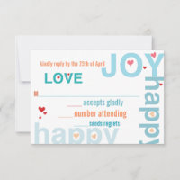 Koraal Roze Rood Aqua Moderne Typografie Bruiloft