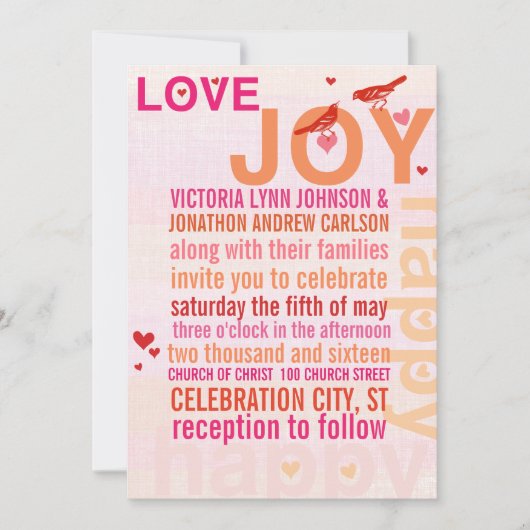 Koraal Roze Rood Bloemen Moderne Typografie Liefde Kaart (Voorkant)