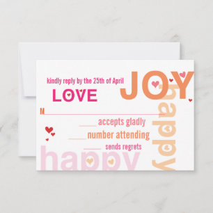 Koraal Roze Rood Bloemen Moderne Typografie RSVP Kaartje