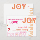 Koraal Roze Rood Bloemen Moderne Typografie RSVP Kaartje (Voorkant / Achterkant)