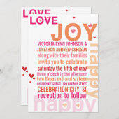 Koraal Roze Rood Moderne Typografie Huwelijk Kaart (Voorkant / Achterkant)