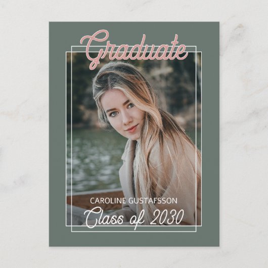 Koraal Roze Rood Salie Groen Afstudeerrondschrijve Briefkaart (Voorkant)