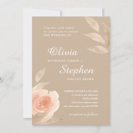 Koraal roze roos. Botanische tuin bloemenbruiloft Kaart (Voorkant)