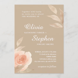 Koraal roze roos. Botanische tuin bloemenbruiloft Kaart