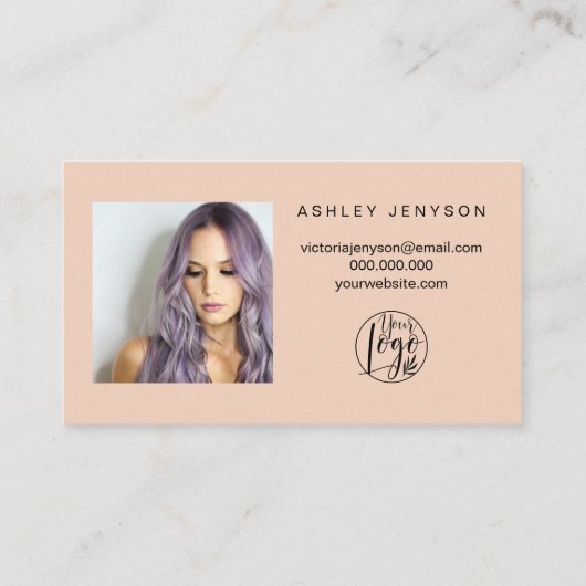 Koraal roze script foto logo orde dank u visitekaartje (Achterkant)