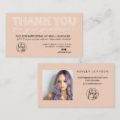 Koraal roze script foto logo orde dank u visitekaartje (Voorkant / Achterkant)