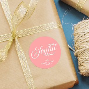 Koraal Roze Stijlvolle Cursieve Vrolijke Vakantie Ronde Sticker