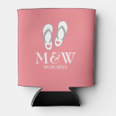 Koraal roze teenslippers strand bruiloft kan blikjeskoeler (Voorkant)