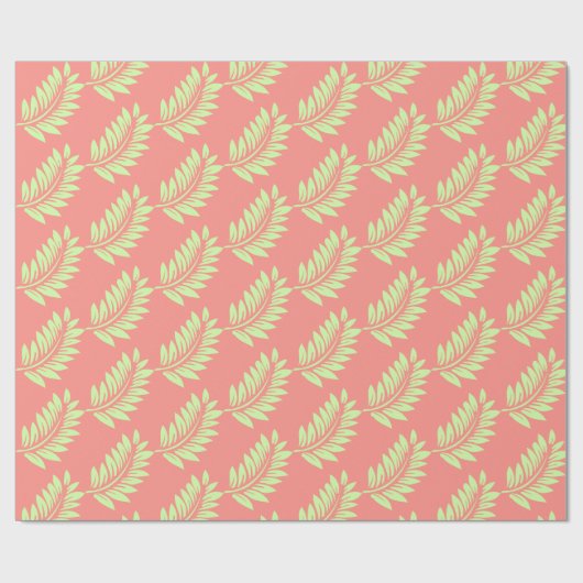 Koraal Roze Tropisch Blad Patroon Gift Wrap Cadeaupapier (Vlak)