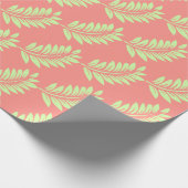 Koraal Roze Tropisch Blad Patroon Gift Wrap Cadeaupapier (Hoek)