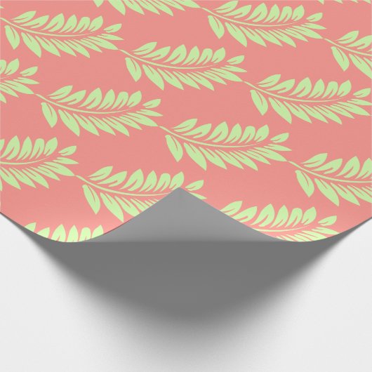 Koraal Roze Tropisch Blad Patroon Gift Wrap Cadeaupapier (Hoek)