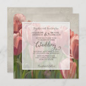 Koraal Roze Tulp Lente Bruiloft Hout Houten Rustie Kaart (Voorkant / Achterkant)