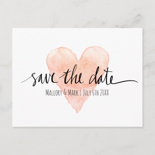 Koraal roze typografie opslaan van de datum trouwk aankondigingskaart (Voorkant)