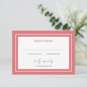 Koraal Roze Vetgedrukte Grens Moderne Huwelijk RSVP Kaartje