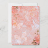 Koraal Roze  Vlinder Roos Elegante bruiloft Kaart (Achterkant)