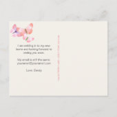 Koraal roze vlinders mijn nieuwe adres aankondigingskaart (Achterkant)