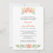 Koraal Roze Waterverf Bloemen Bruiloft Elegant Kaart (Voorkant)