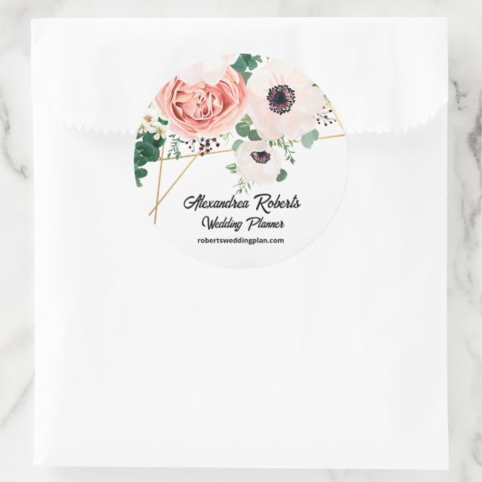 Koraal Roze Waterverf Bloemen Huwelijk Custom Ronde Sticker (Tas)