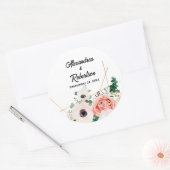 Koraal Roze Waterverf Bloemen Huwelijk Custom Ronde Sticker (Envelop)