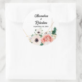 Koraal Roze Waterverf Bloemen Huwelijk Custom Ronde Sticker (Tas)