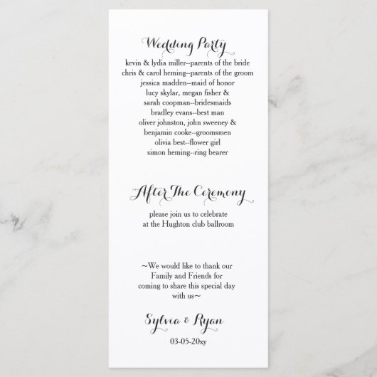 Koraal Roze waterverf Bloemen Trouwprogramma's Programmakaart (Achterkant)