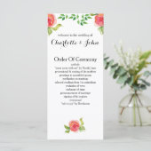 Koraal Roze waterverf Bloemen Trouwprogramma's Programmakaart (Staand voorkant)