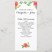 Koraal Roze waterverf Bloemen Trouwprogramma's Programmakaart (Voorkant)