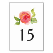 Koraal Roze waterverf Bloemen Trouwtafel Nummer Kaart (Achterkant)