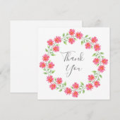 Koraal Roze Waterverf Daisies Krans Bedankkaart (Voorkant / Achterkant)