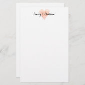 Koraal roze waterverf hart bruiloft briefpapier (Voorkant / Achterkant)