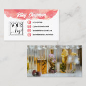 Koraal Roze Waterverf Iconen Voeg Logo en foto toe Visitekaartje (Voorkant / Achterkant)