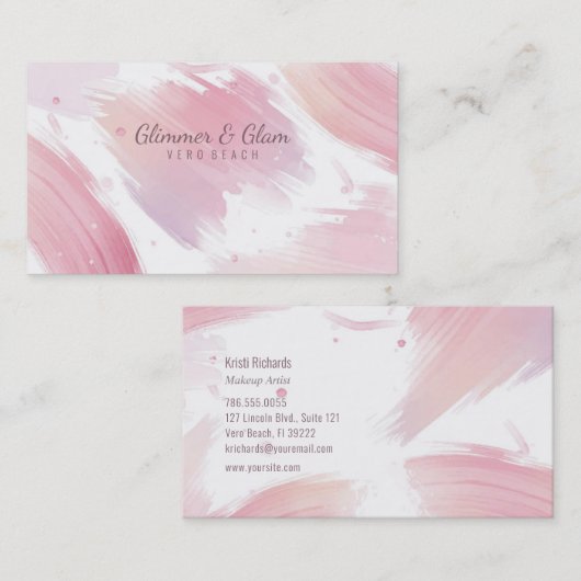 Koraal & Roze Waterverf Splashed Visitekaartje (Voorkant / Achterkant)