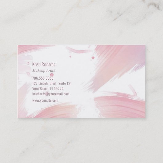 Koraal & Roze Waterverf Splashed Visitekaartje (Achterkant)
