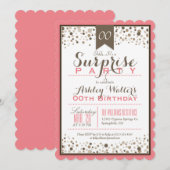 Koraal Roze, Wit, Taupe Surprise Party Kaart (Voorkant / Achterkant)