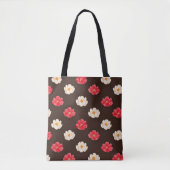 Koraal Roze Witte Bloemmotief Tote Bag (Voorkant)