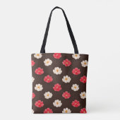 Koraal Roze Witte Bloemmotief Tote Bag (Achterkant)