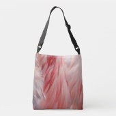 koraal roze witte flamingo veren textuur crossbody tas (Achterkant)