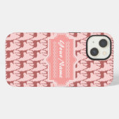 Koraal Roze Zalm Hert Patroon | Gepersonaliseerd N iPhone Hoesje (Achterkant horizontaal)