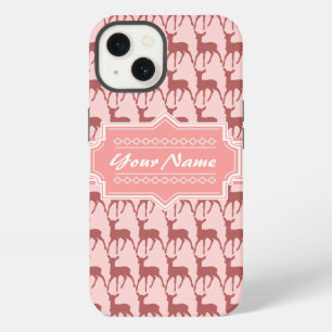 Koraal Roze Zalm Hert Patroon Gepersonaliseerd N iPhone 13 Hoesje