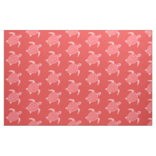 Koraal roze Zee schildpadpatroon Stof