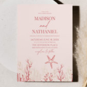 Koraal Roze Zee Shell Ocean Beach Bruiloft Kaart