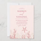 Koraal Roze Zee Shell Ocean Beach Bruiloft Kaart (Voorkant)