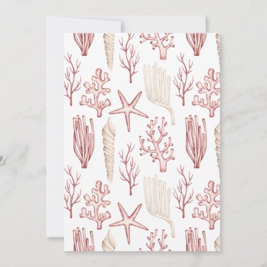 Koraal Roze Zee Shell Ocean Beach Bruiloft Kaart (Achterkant)