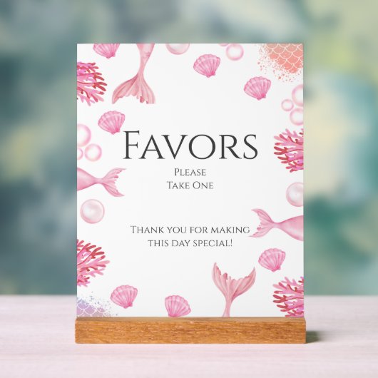 Koraal Roze Zeemeermin Thema Verjaardagsfeest Favo Acryl Bord (Neutraal)