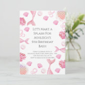 Koraal Roze Zeemeermin Thema Verjaardagsfeest Kaart (Staand voorkant)